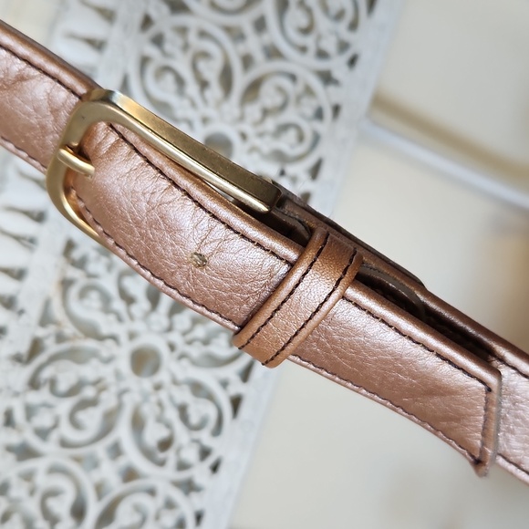 Vintage SAS Metallic Golden Pebbled Leather CROSSBODY Shoulder Bag Purse - Picture 7 of 17